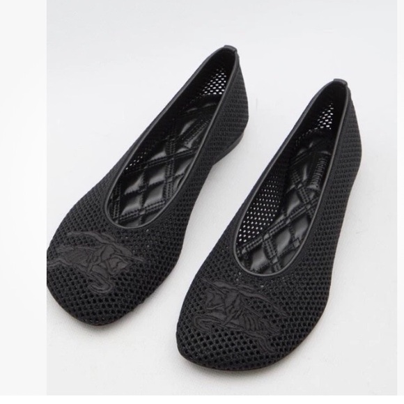 Burberry Mesh Ballerina Flats size 6.5 EU 37 Black Mesh Ballet Flats - Picture 1 of 5